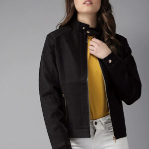 HERE&NOW Women Solid Biker Jacket