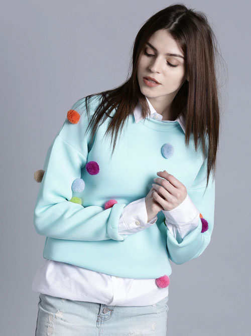 Kook N Keech Solid Pom-Pom Sweatshirt