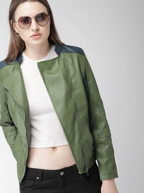 Harvard Women Solid Biker Jacket