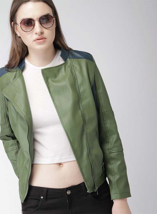 Harvard Women Solid Biker Jacket