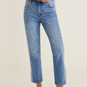 MANGO Straight Fit Mid-Rise Cropped Jeans