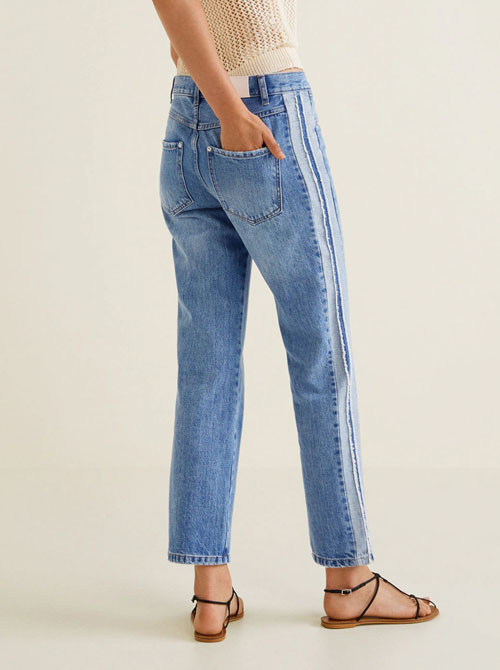 MANGO Straight Fit Mid-Rise Cropped Jeans