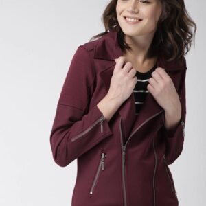 Mast & Harbour Women Solid Biker Jacket