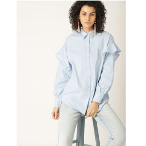 ESPRIT Women Blue Regular Fit Solid Casual Shirt