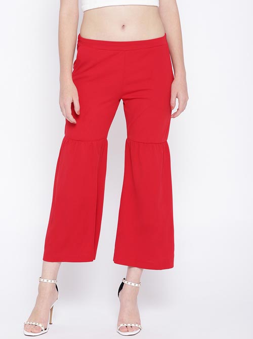 OVS Women Regular Fit Solid Cropped Trousers