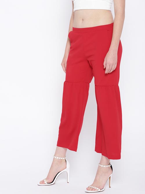 OVS Women Regular Fit Solid Cropped Trousers