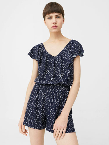 MANGO Navy Layered Playsuit