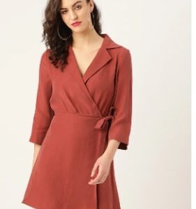 MANGO Women Solid Wrap Dress