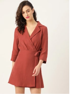 MANGO Women Solid Wrap Dress