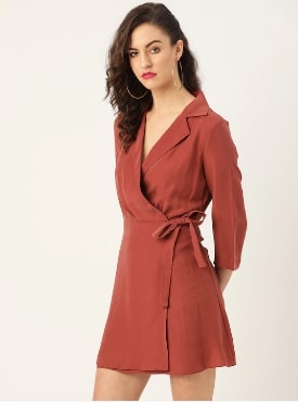 MANGO Women Solid Wrap Dress