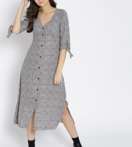 MANGO Women Checked Shirt Dress