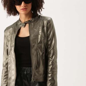 DressBerry Women  Solid Biker Jacket