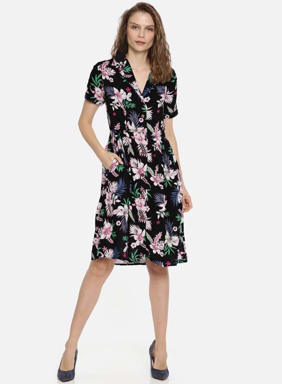 MANGO Women Tropical Printed Shirt Dress