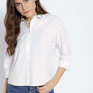 MANGO Women Regular Fit Solid Casual Shirt